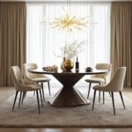 Round dining table with 4 chairs in a luxury room